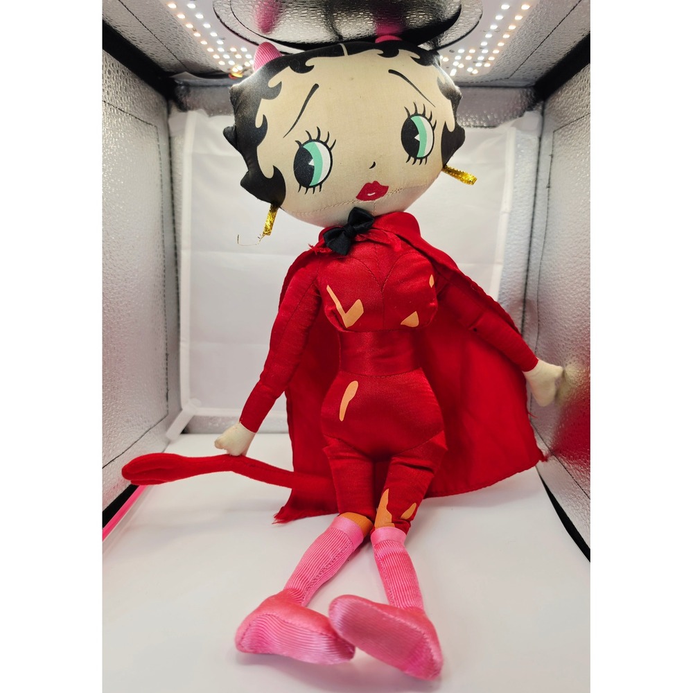 Vintage 1999 Kellytoy Red Devil Betty Boop Plush Doll 15 inch Cape Tail Toy